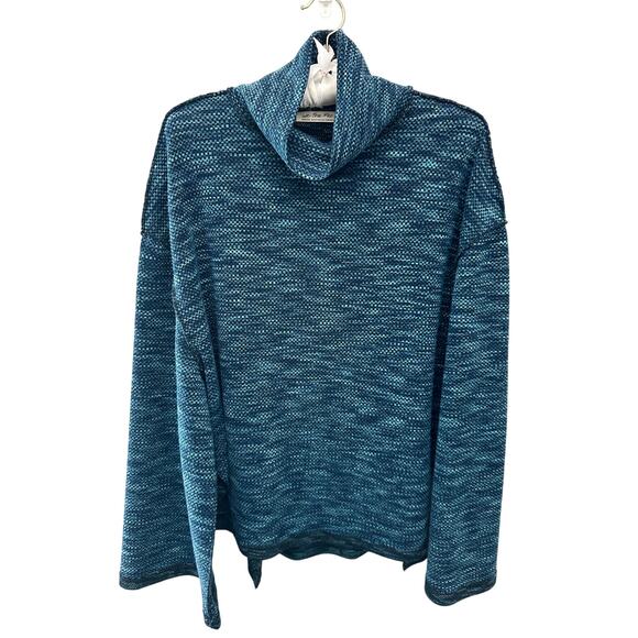 Free People Sweaters - FREE PEOPLE We The Free Blue Cowl Neck Sweater Boho Slouchy Knit Pullover Medium